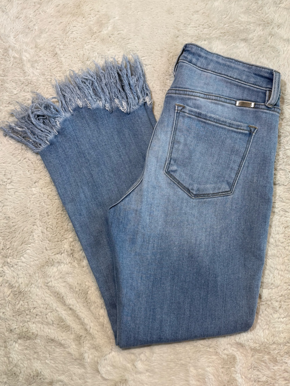 KanCan women’s high-rise crop bootcut jeans with frayed hem # KC9354M